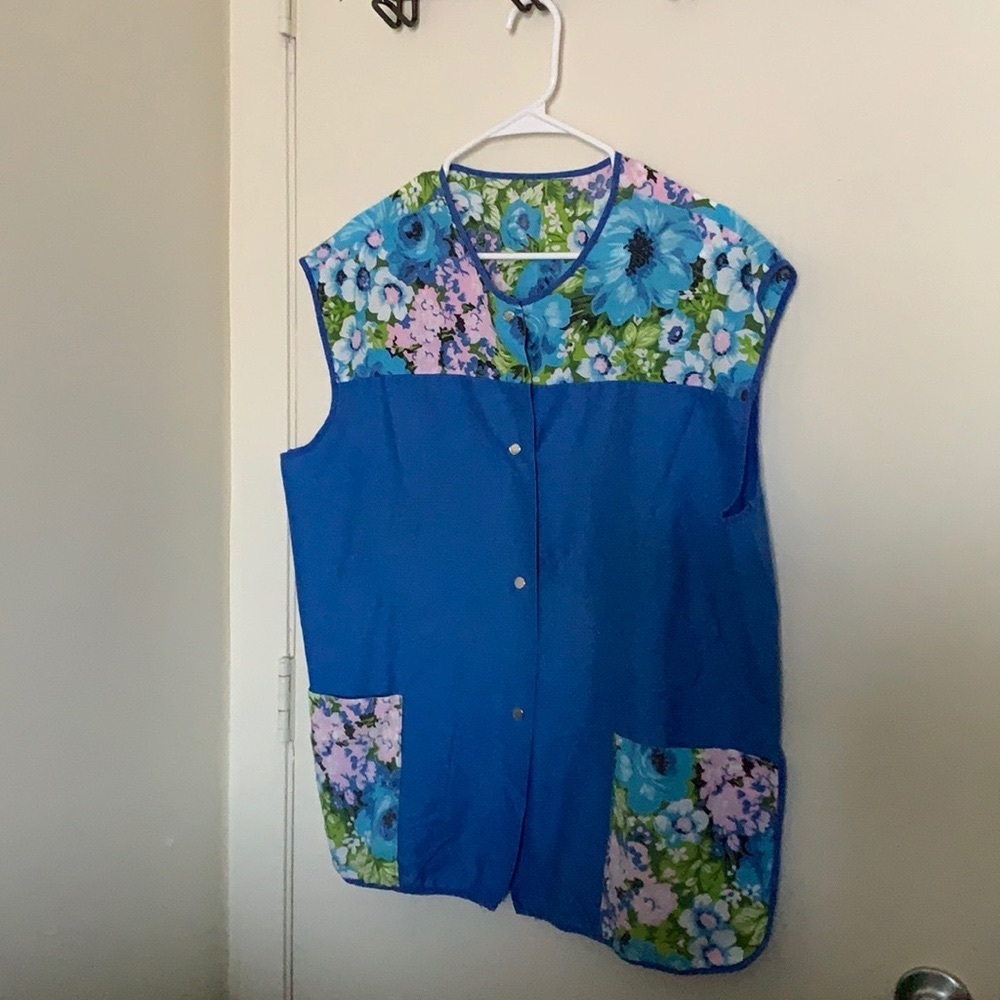 Vintage 70s Artist Smock Apron Floral Pre owned read below 👇 - Picture 2 of 6